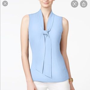 Michael Kors Light Blue Sleeveless Tie Neck Top
